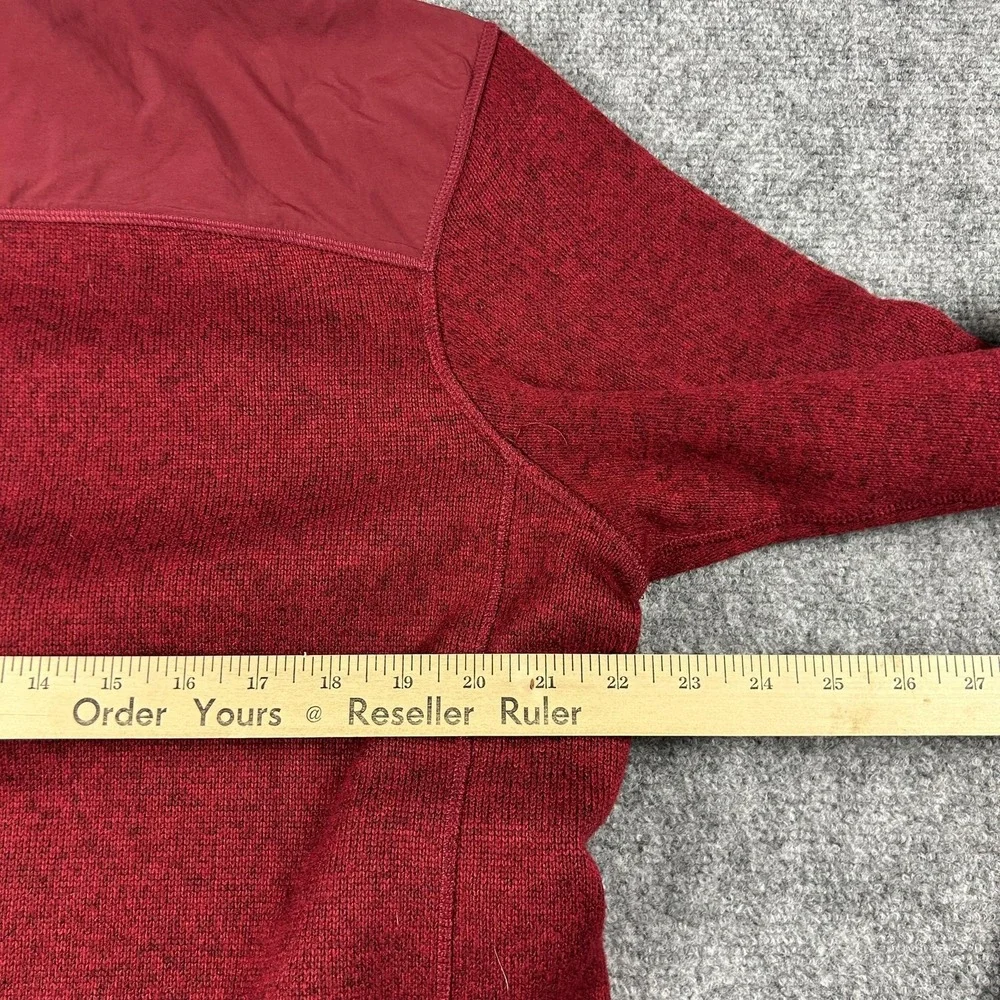 Eddie Bauer Sweater Mens Large Red Quarter Zip‎ Mock Neck Knit Pullover Pocket